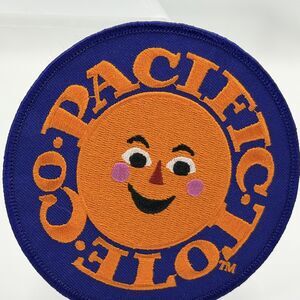 Vintage Pacific Oleo Smiling Sun Face Embroidered Iron-On Patch 3.5" Retro